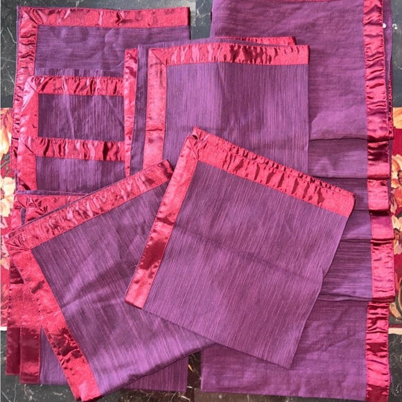 12 cotton purple and wine red dining table placemats - Picture 9 of 15